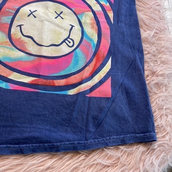 NWOT Nirvana Smiley Swirl Blue Unisex Short Sleeve Tee sz M - Picture 7 of 11